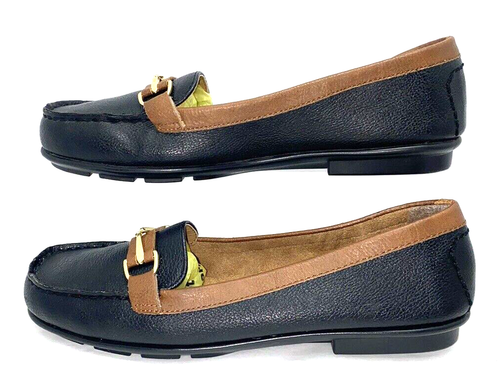 Aerosoles A2 Stitch N Turn Horsebit Accent 2-Tone Loafer Size 8.5M Blk Brown B*O - Picture 3 of 8