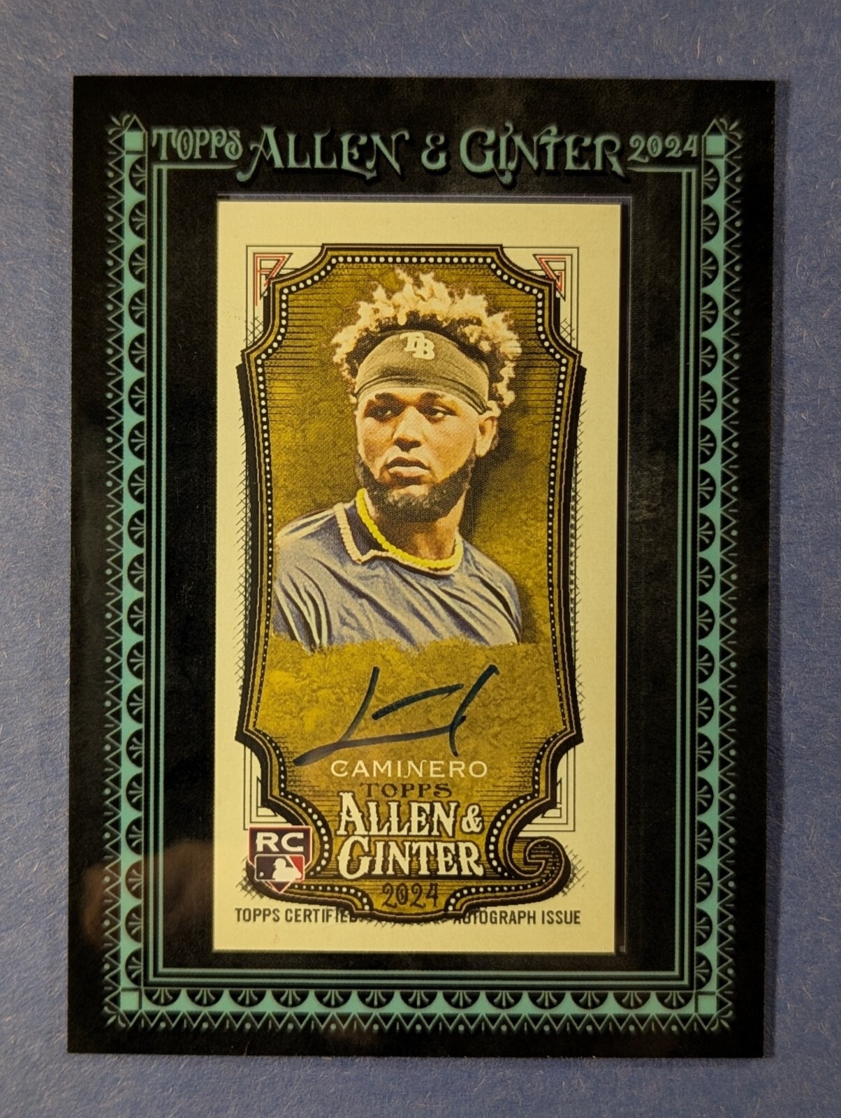 Junior Caminero AUTO 2024 Topps Allen & Ginter - /25 Mini Framed #MA-JC Black RC