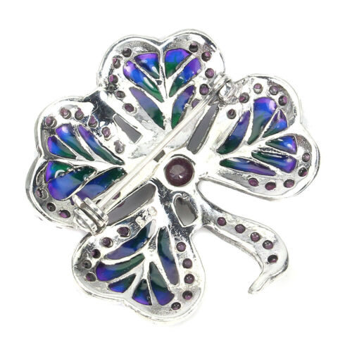 Broche De Verano De Plata 925 Redondo Con Rubí De 5mm Y Piedra De Marcasita - Imagen 3 de 9