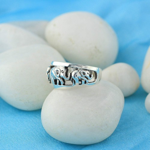 Tribal Elefant 925 Sterling Silber Ring - Boho Tierschmuck - Bild 2 von 10