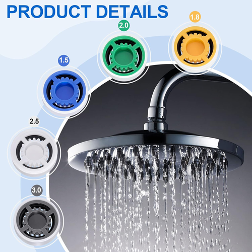 PAGOW 10Pcs Shower Flow Reducer Limiter, Gpm 1.5 1.8 2.0 2.5 3.0 Shower Head - 第 5/12 張圖片