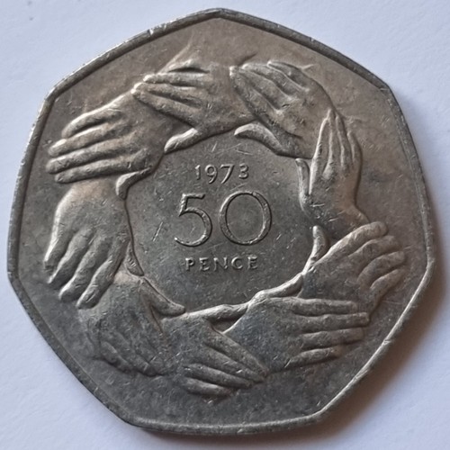 GRANDE MONETA DA 50p Cinquanta Pence Circolata a scelta anno 1969 1970 1973 CEE 1976 - 1983 - Foto 3 di 19