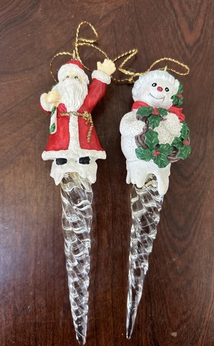 VTG Avon Gift Collection 1995 Fun Ornaments Santa And Snowman Icicles NIB - Picture 2 of 13