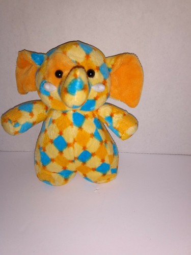 Ganz Amazing World Series 2 Stella Orange Yellow Aqua Elephant Plush 6" no code - Picture 1 of 9