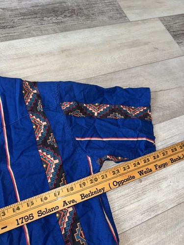 Camicia vintage Wrangler con bottoni a scatto perla azteca sud occidentale blu a righe L - Foto 9 di 10