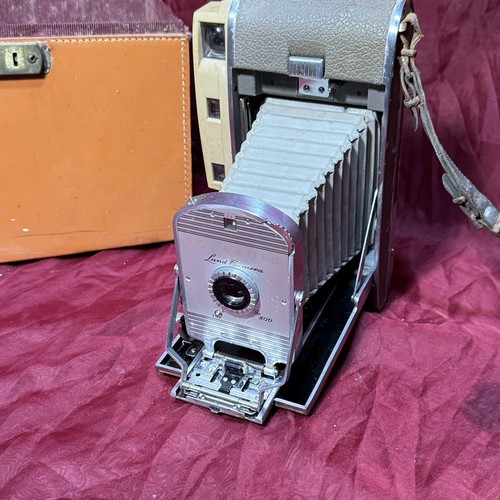 1950s Polaroid 800 Land Camera w/ Original Case + Flash, Lenses & Accessories - Picture 9 of 12