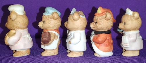 5 Miniature 2¼" Tall Bear Figurines- Baker, Fireman, Doctor, Cobbler & Waitress - Picture 2 of 8