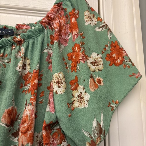 Scarlett Womens Maxi Romper Green Floral Dusty Pink Floral Cottagecore Sz. M - Picture 9 of 10
