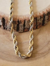 Stainless Steel Rope Chain Necklace Rope Chain Biker Necklace Gold Silver Plated