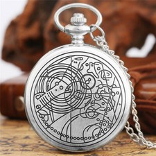 Retro Pocket Watch Chain Doctor Who Silver Tone Fob Watch Gift for Men Women
