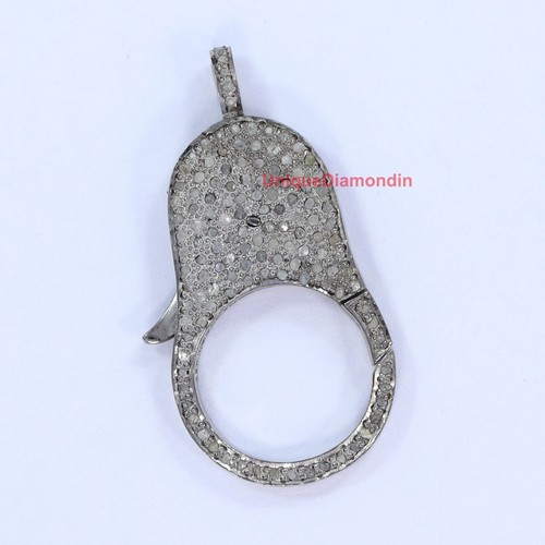 42 x 22mm pave diamond clasp 925 Sterling Silver Handmade Lock finding lobster - Picture 8 of 8