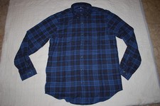 Mens L/S Shirt BLUE BLACK PLAID Flannel BUTTON UP Chest Pocket M 38-40
