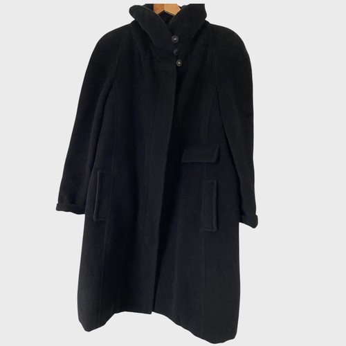 Sonia Rykiel Schwarz Teddy Mantel Jacke Knopfleiste Made In France