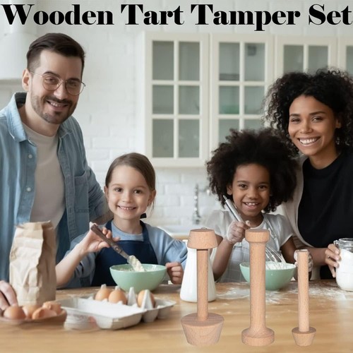 3Pcs Wooden Tart Tamper Set Egg Tart Pan Mold DIY Cake Pastry Baking Tool Mini - Picture 6 of 8