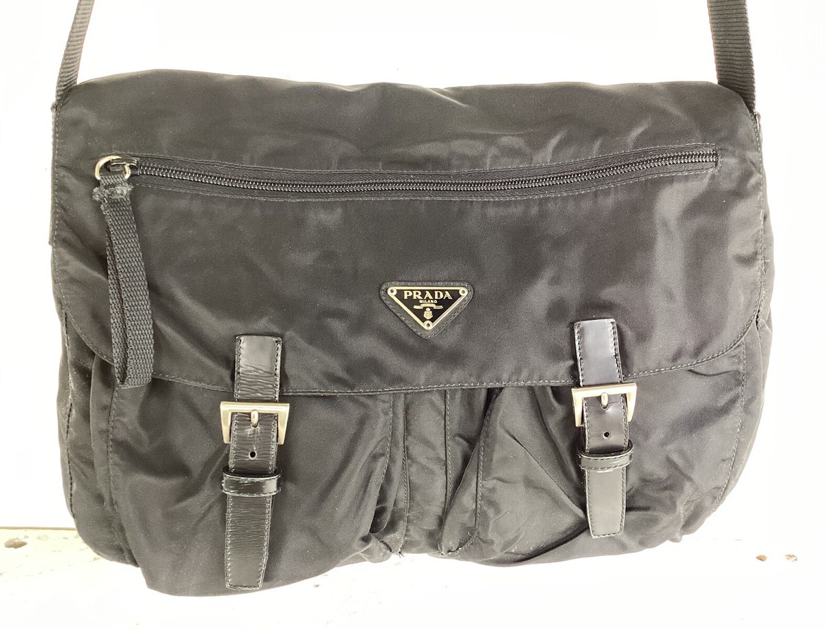 Vintage Genuine PRADA Black Nylon Tessuto Messenger