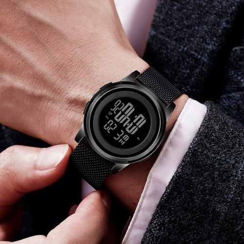 YUINK Mens Watch Ultra-Thin Digital Sports Watch Waterproof Stainless Steel M... - Picture 4 of 7