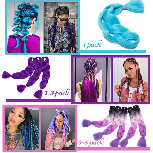24"/100g Box Braid Hair Extension Jumbo Afro Feastival Kids Crochet Synthetic US - Picture 7 of 71