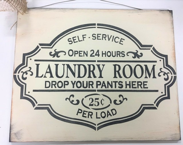 /"Laundry Room Open 24 Hours/" Metal Antique Wisdom Sign Wall Décor Wall Art