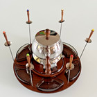 Rare Lazy Susan Fondue Set 18 Pieces W/ Glass Condiment Dishes Japan Vtg HTF