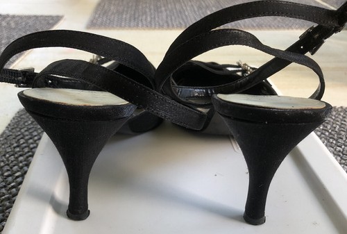 IMPO Black Vantage Strappy Dressy Heels Rhinestones Cocktail Shoes Women’s 8M - Picture 7 of 12