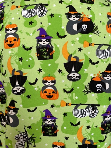 Cassandra Women's Green Scrub Top size XL- Halloween Sloths - Picture 7 of 8