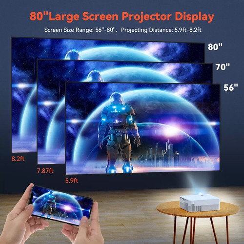 4K Mini Beamer Heimkino LED Smart Projektor WiFi Bluetooth Android Taschenkino - Bild 6 von 8