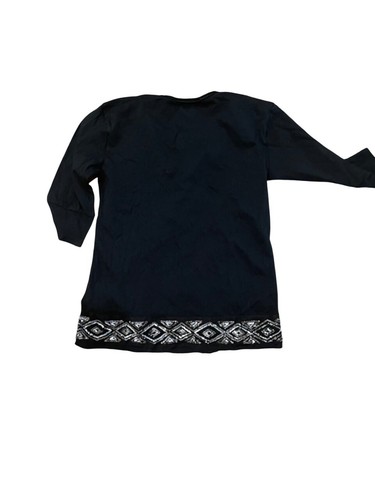 NUEVO CON ETIQUETAS Gilrs Ralph Lauren etiqueta azul negro punto camiseta con lentejuelas plateadas 12 14 - Imagen 2 de 4