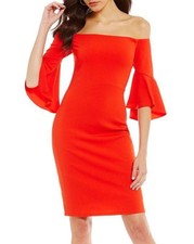 Laundry ~ Red Crepe Off-the-Shoulder Bell Sleeve Sheath Party Dress 2 NEW $295