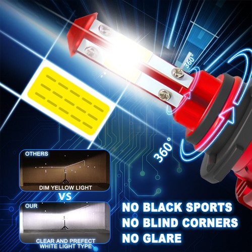 H11 H9 LED Headlight Super Bright Bulbs Kit 6000K White 16000LM High/Low Beam 2× - Bild 3 von 15