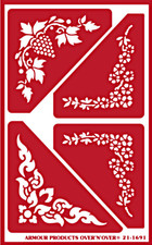 Elegant Ornamental Floral Corners Glass Etching Stencil Reusable Armour Etch