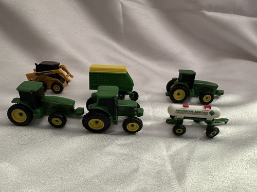 ERTL John Deere Diecast Farm Lot 6 pieces Tractors, Harvester, Wagon, Bobcat GC - Picture 16 of 16