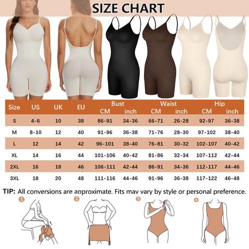 Shapewear Bodysuit Women's Tummy Control Seamless Snatched Slimming Body Shaper - Picture 50 of 61
