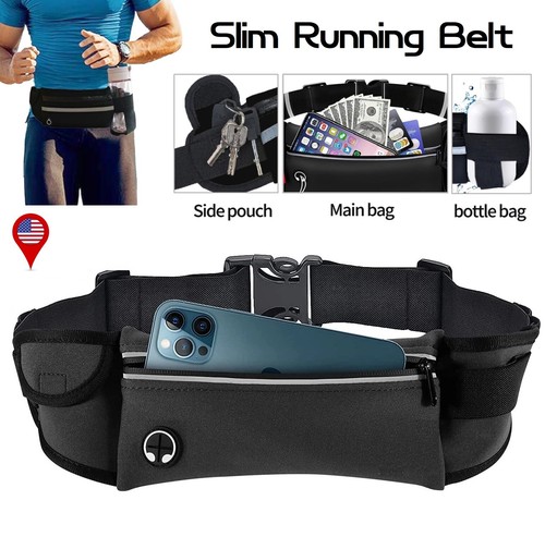 2× Slim Running Belt Fanny Packs Phone Holder Runners Bag Women Men Waist Pack - Picture 3 of 15