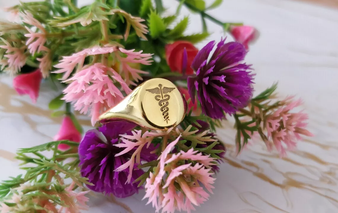 Caduceus signet best sale ring