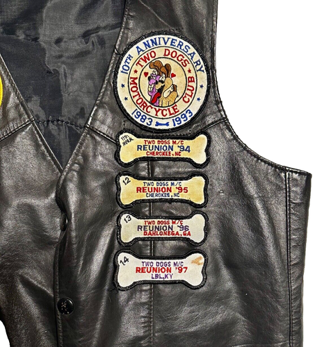 VTG Harley Davidson Sleeveless Vest 2 Dogs Motorcycle Club - Picture 4 of 6