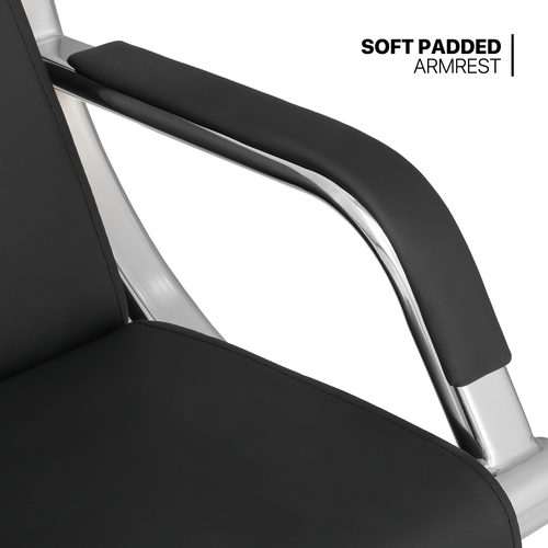 Waiting Room Guest Chair Leather Padded Armrest Office Reception Conference Seat - Picture 9 of 11