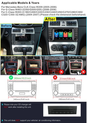 for MERCEDES BENZ C CLK W203 W209 Stereo CarPlay Navigation+BT Head Unit 4+64G - Picture 2 of 14