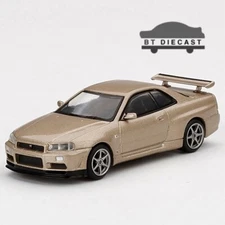 MINI GT NISSAN SKYLINE GT-R R34 M SPEC SILICA 1/64 DIECAST MODEL BRONZE MGT00348