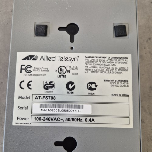 Allied Telesis AT-FS708 8 Port Switch - Used/Tested - Free P&P - Used AT-FS708 - Picture 4 of 6