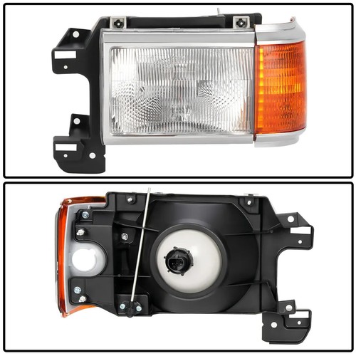 For Ford Bronco F150 F250 Truck 1987-1991 Headlights Chrome Trim Headlamps Pair - Picture 2 of 23