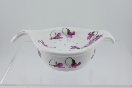 Teebeutel Sieb 2 Stück Bone China mit lila Blumen von Royal Patrician ~ England - Bild 5 von 13