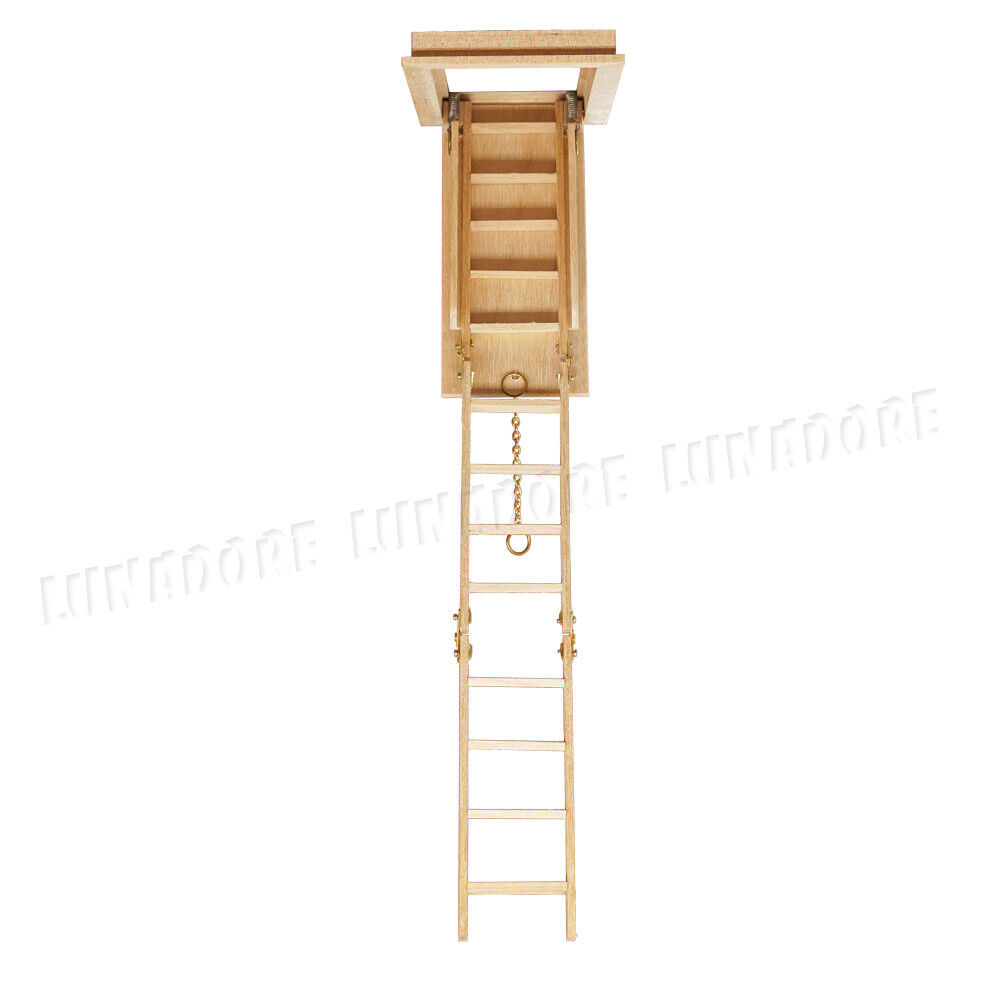 Miniature Dollhouse Accessories Ceiling Loft Ladder/attic 