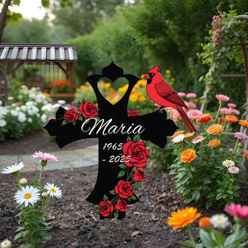 Custom Cardinal Memorial Stake, Sympathy Sign, Memorial Plaque, Grave Marker - Picture 3 of 4