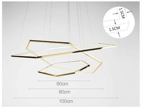 LUXURY ITALIAN MODERN LED GOLD HEXAGON ART LIGHT CHANDELIER PENDANT LIGHTING NEW - Picture 2 of 2