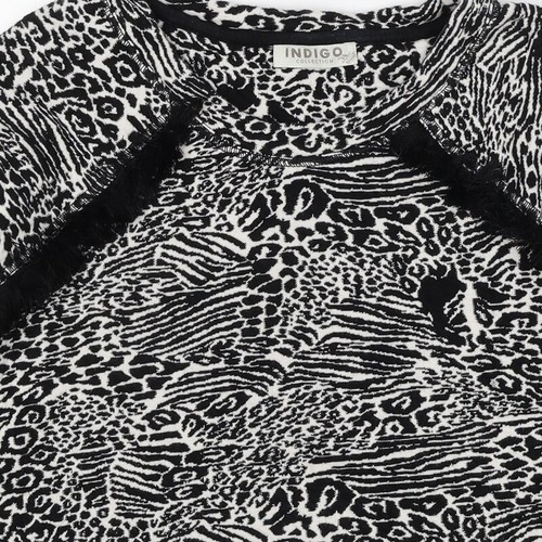 Indigo Womens Black Round Neck Animal Cotton Blend Jumper Size 12 - Tig - Picture 5 of 10