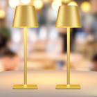 2 Pack Gold Rechargeable Table Lamps, Cordless Wireless Battery Operated Portabl