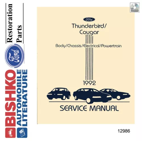 1992 Ford Thunderbird, Cougar Shop Service Repair Manual CD