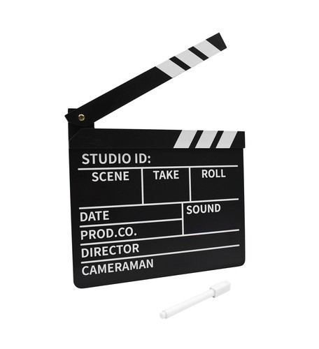 Director's Movie Clapper schwarz & weiß 10""x9"" Brett Film Schürze Theater Requisite