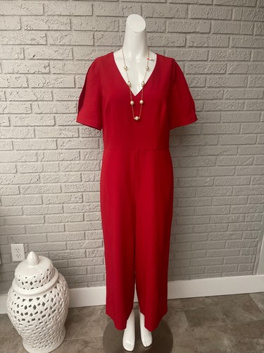 Karl Lagerfeld Paris Red Cropped Wide Leg Jumpsuit Size 10