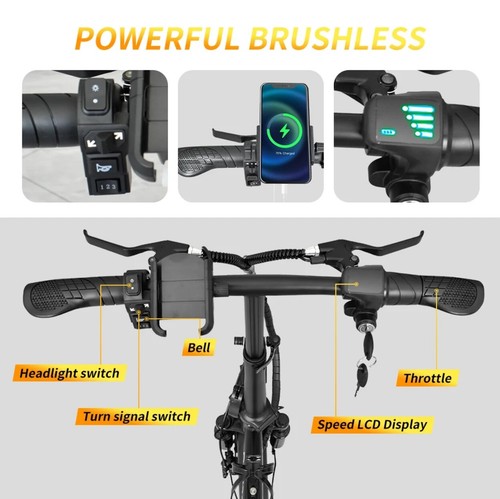 1000W✔Electric Bike Fold ebike Scooter 48V✔60KM🔥Commuter Bicycle & Basket - Picture 8 of 13